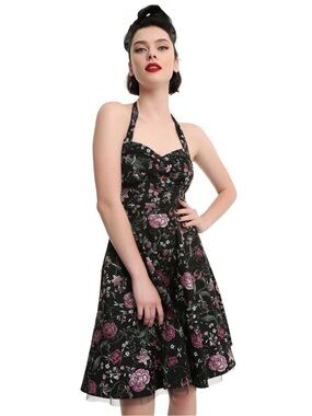 Hot Topic Retro Halter Sundress XXL Black Flowers Insects Whimsigoth Rockabilly